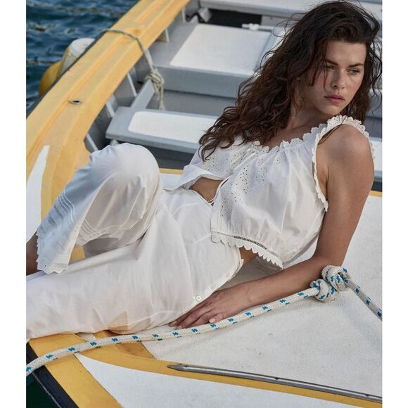 Doen Tops - NWT Doen Traveler Eyelet Top - Large - in Salt (White)